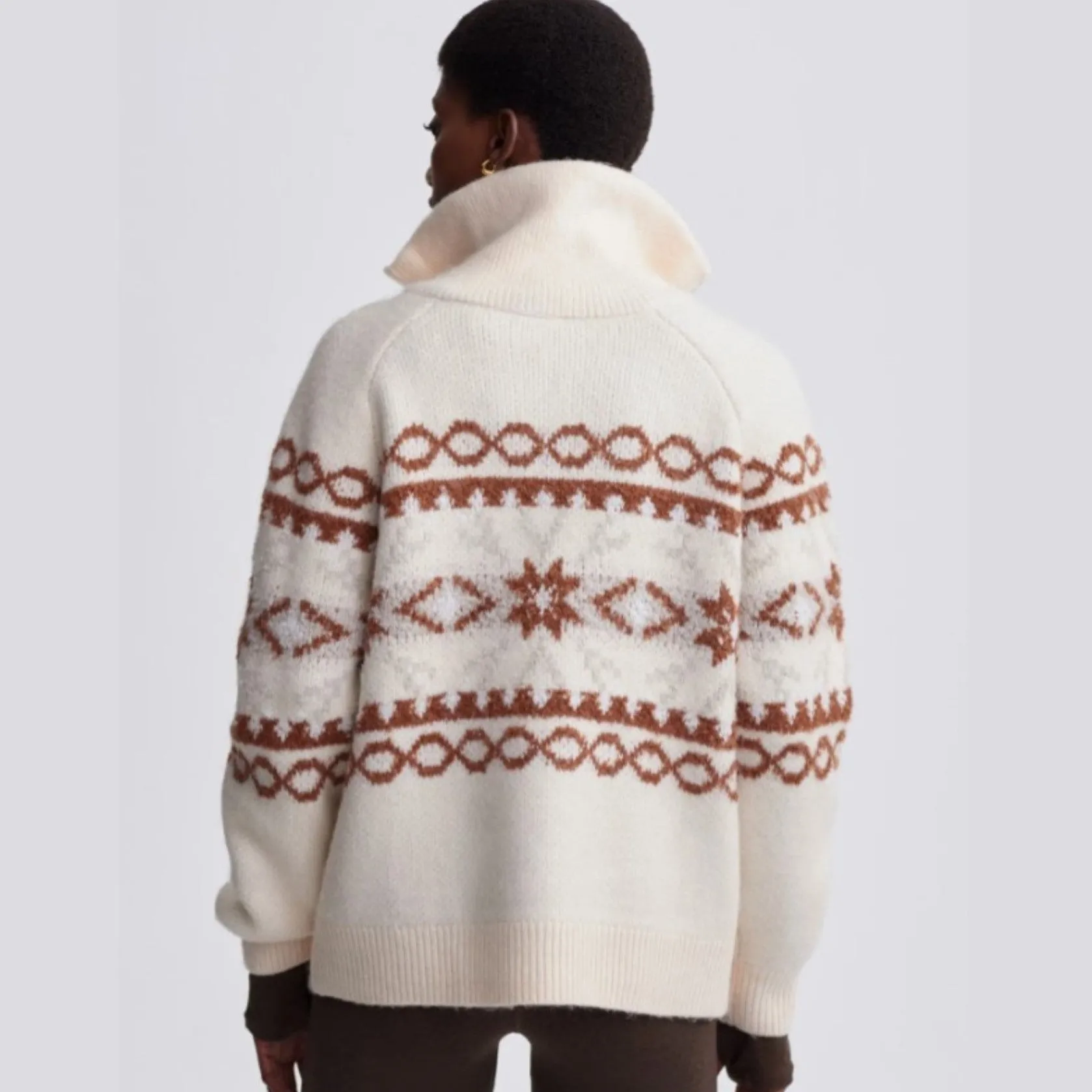 Cai Fair Isle Half Zip Sweater - Whitecap Grey Fairisle