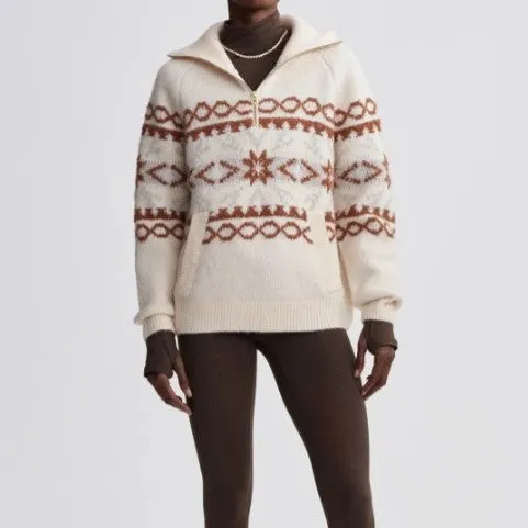 Cai Fair Isle Half Zip Sweater - Whitecap Grey Fairisle