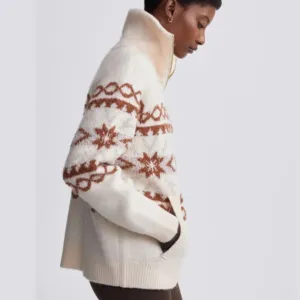 Cai Fair Isle Half Zip Sweater - Whitecap Grey Fairisle