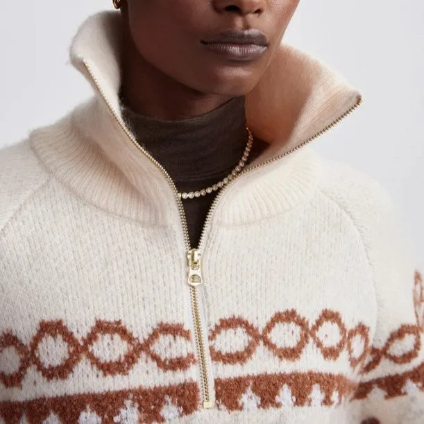 Cai Fair Isle Half Zip Sweater - Whitecap Grey Fairisle