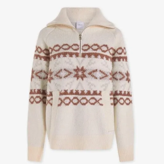 Cai Fair Isle Half Zip Sweater - Whitecap Grey Fairisle