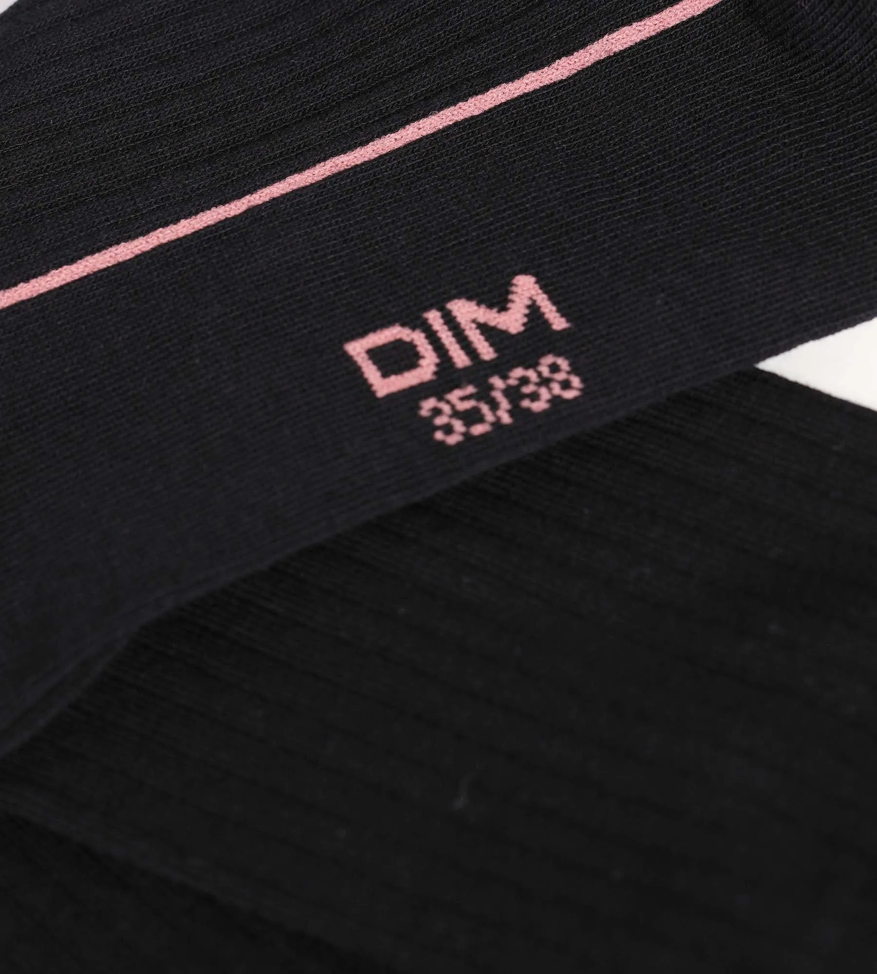 Chaussettes femme en coton côtelé Noir avec liseré coloré Dim Mode