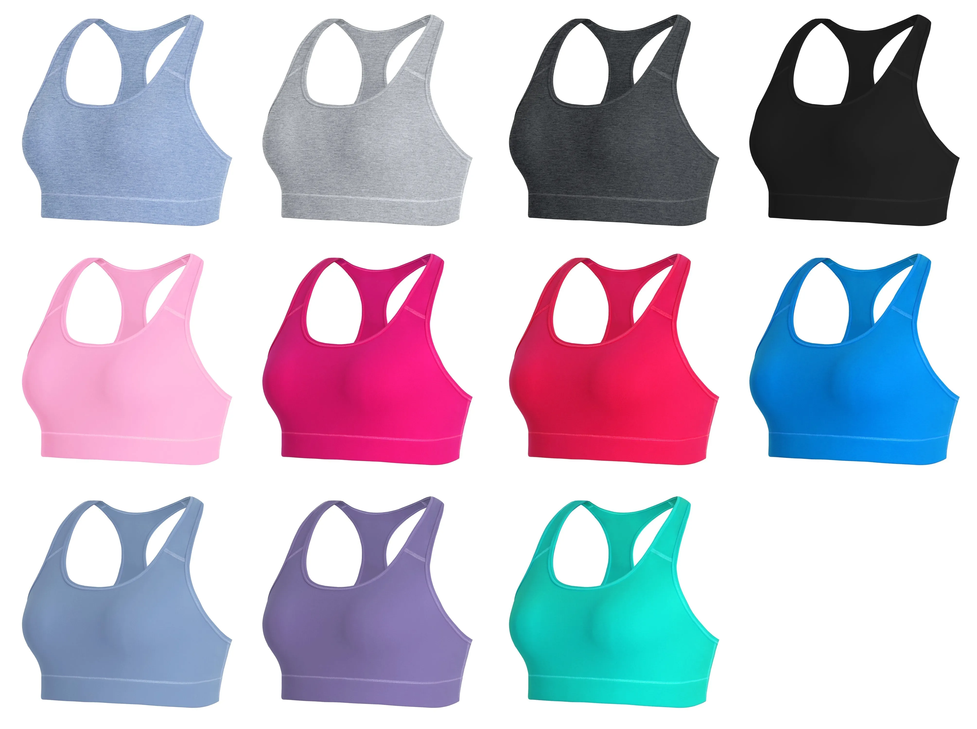 Compression Racerback Sports Bras black ins_Tall Size