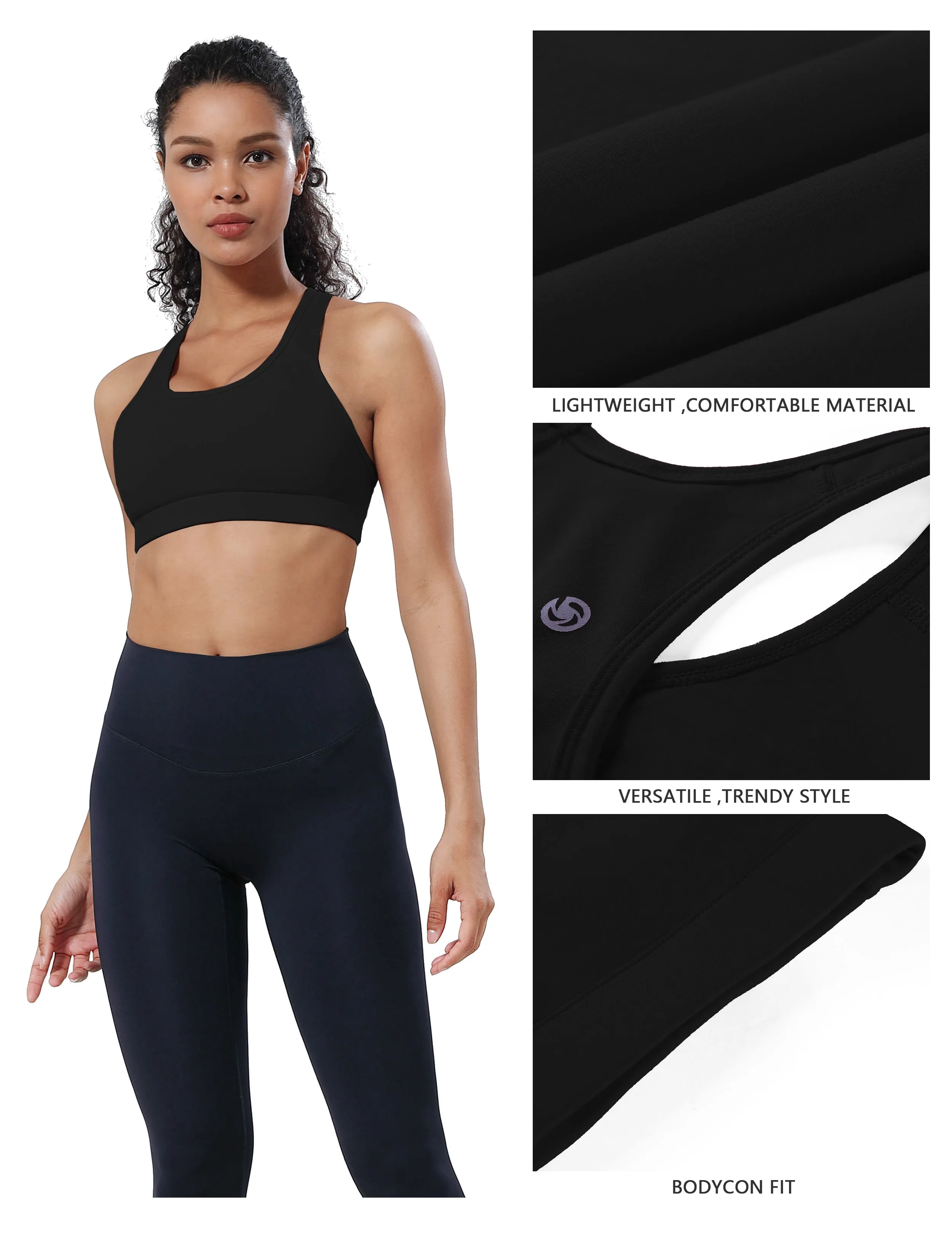 Compression Racerback Sports Bras black ins_Tall Size
