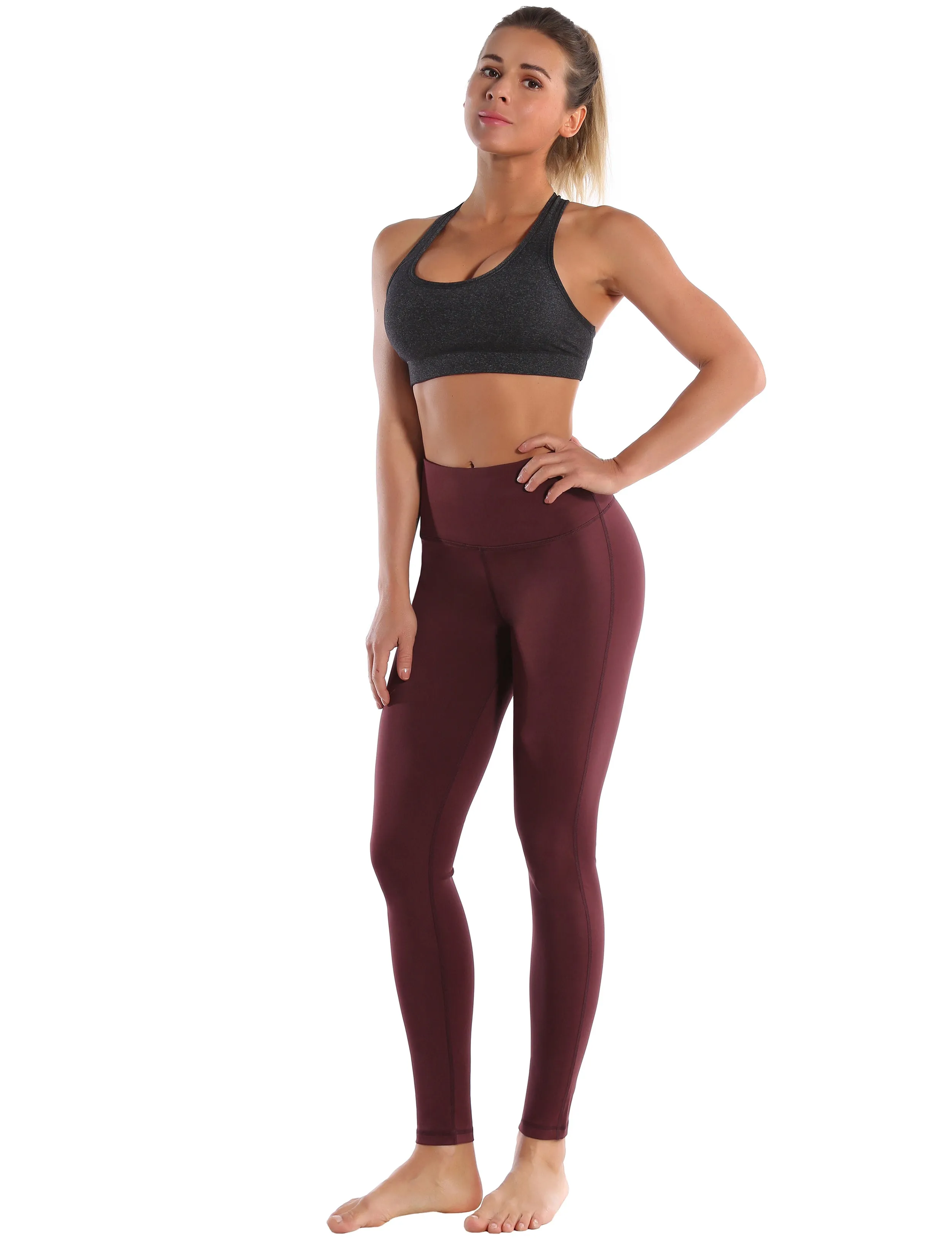 Compression Racerback Sports Bras heathercharcoal ins_Plus Size