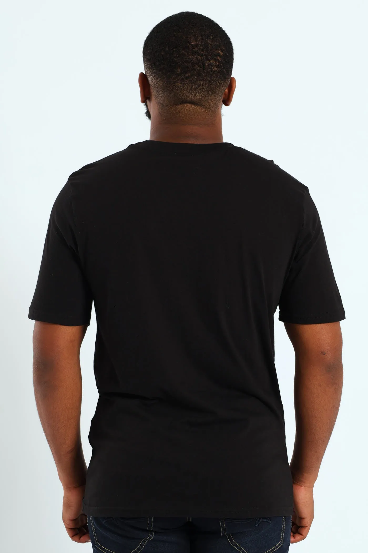 Cool Front Chest Print Tee - Black