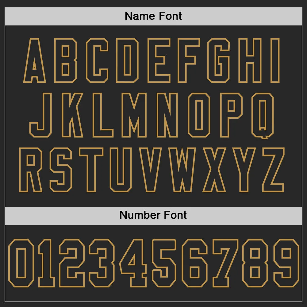 Custom Black Old Gold Mesh Authentic Throwback Football Jersey