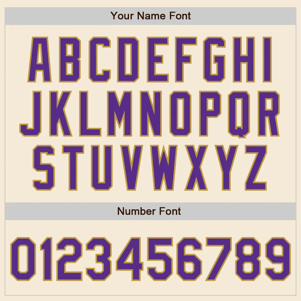 Custom Cream Purple-Old Gold Authentic Baseball Jersey