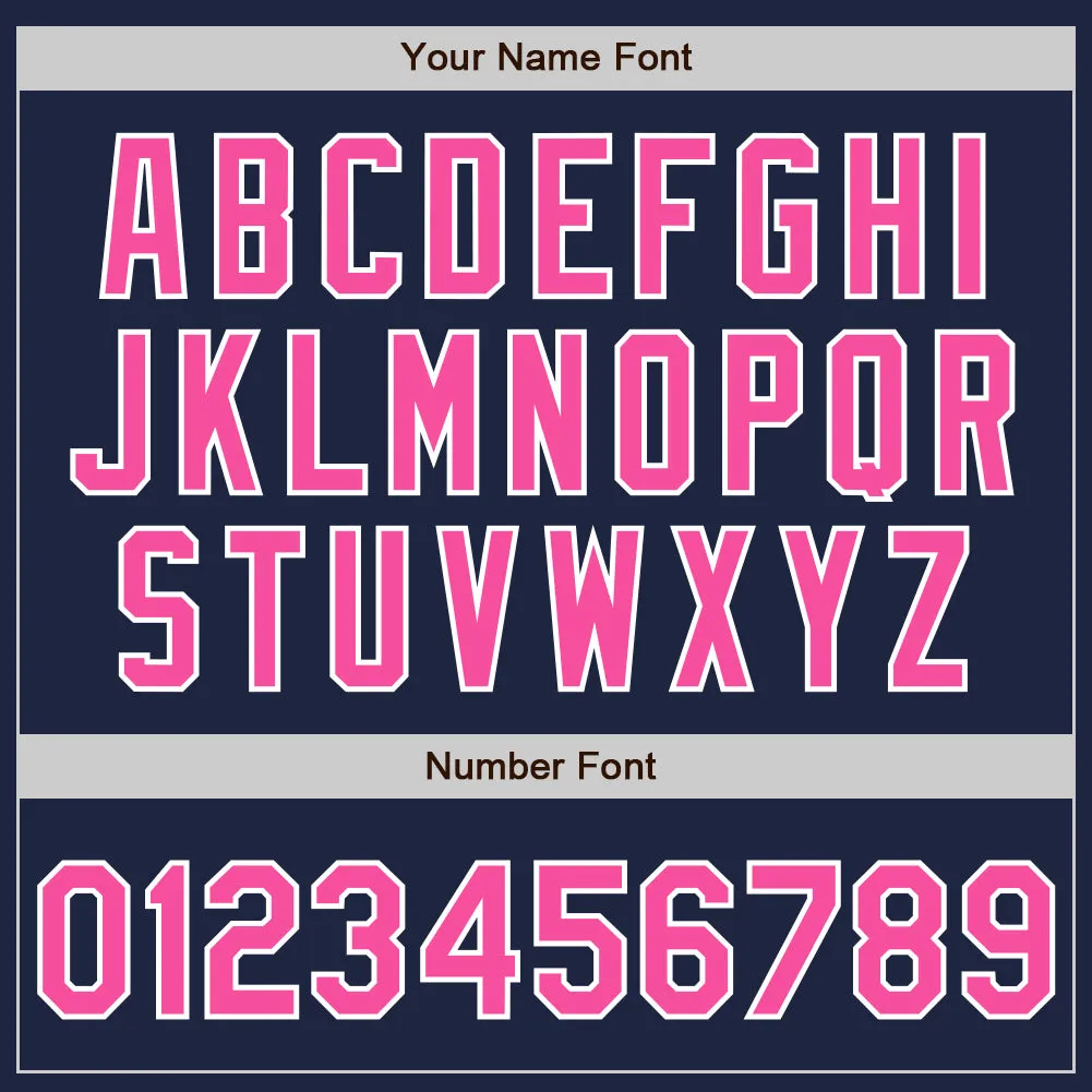 Custom Navy Pink-White Authentic Baseball Jersey