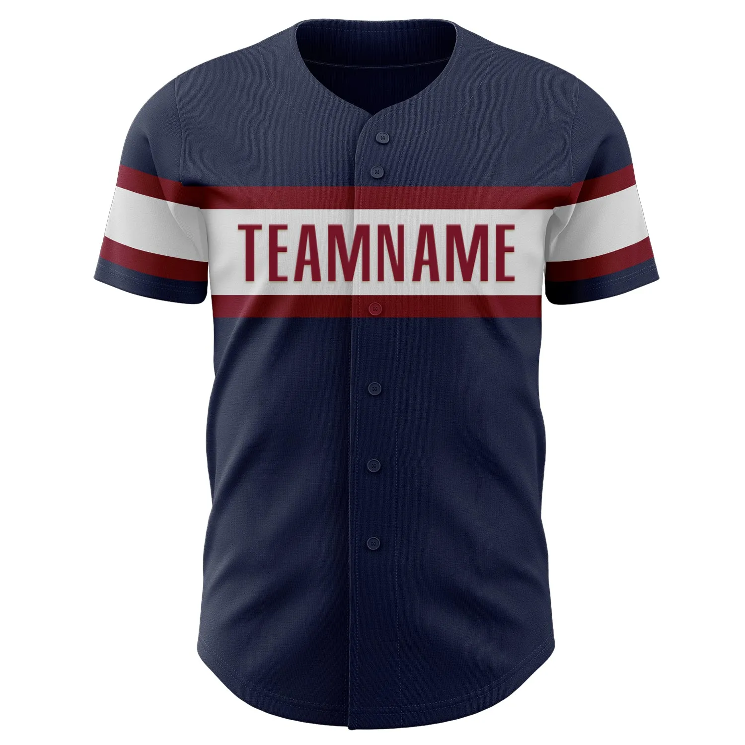 Custom Navy White-Crimson Authentic Baseball Jersey