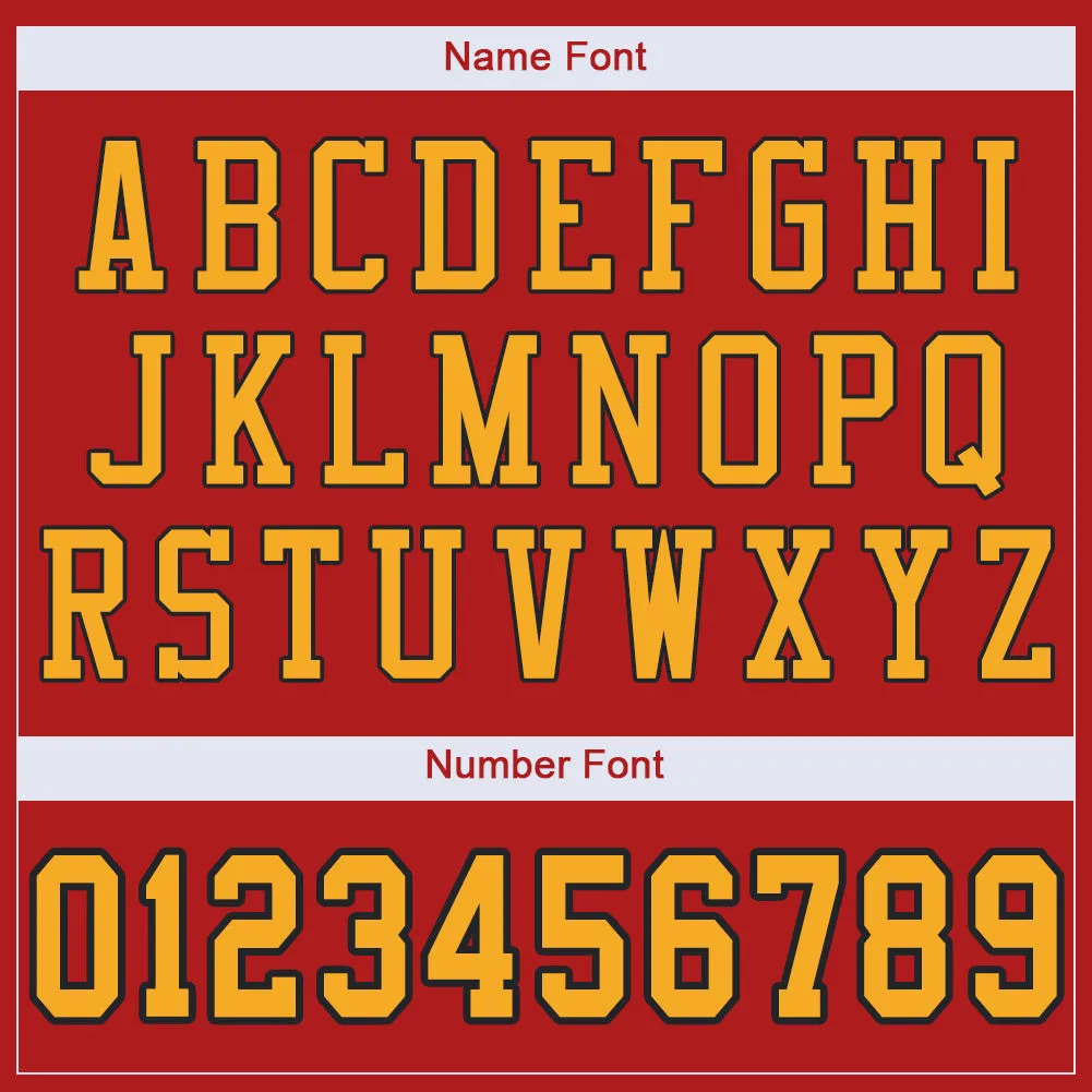 Custom Scarlet Gold-Black Mesh Authentic Football Jersey
