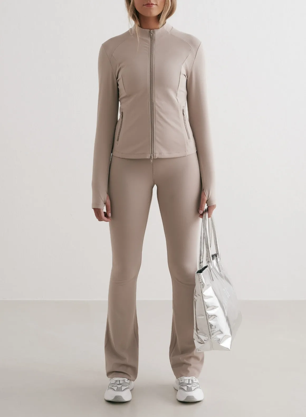 Dark Clay Sense Flare Tights & Zip Jacket Set