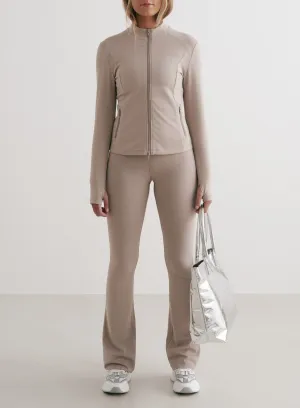 Dark Clay Sense Flare Tights & Zip Jacket Set