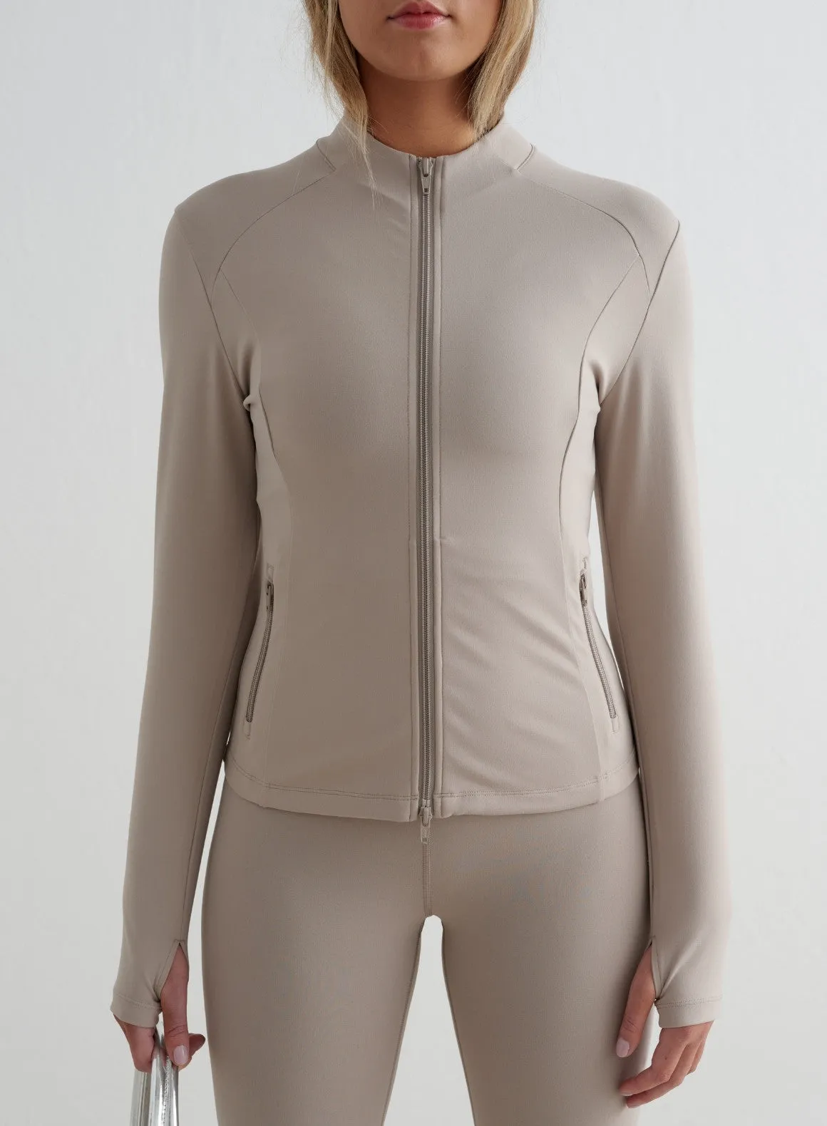 Dark Clay Sense Flare Tights & Zip Jacket Set