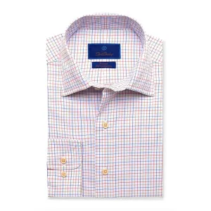 David Donahue Performance Fusion Shirt (Blue/Tan Check)
