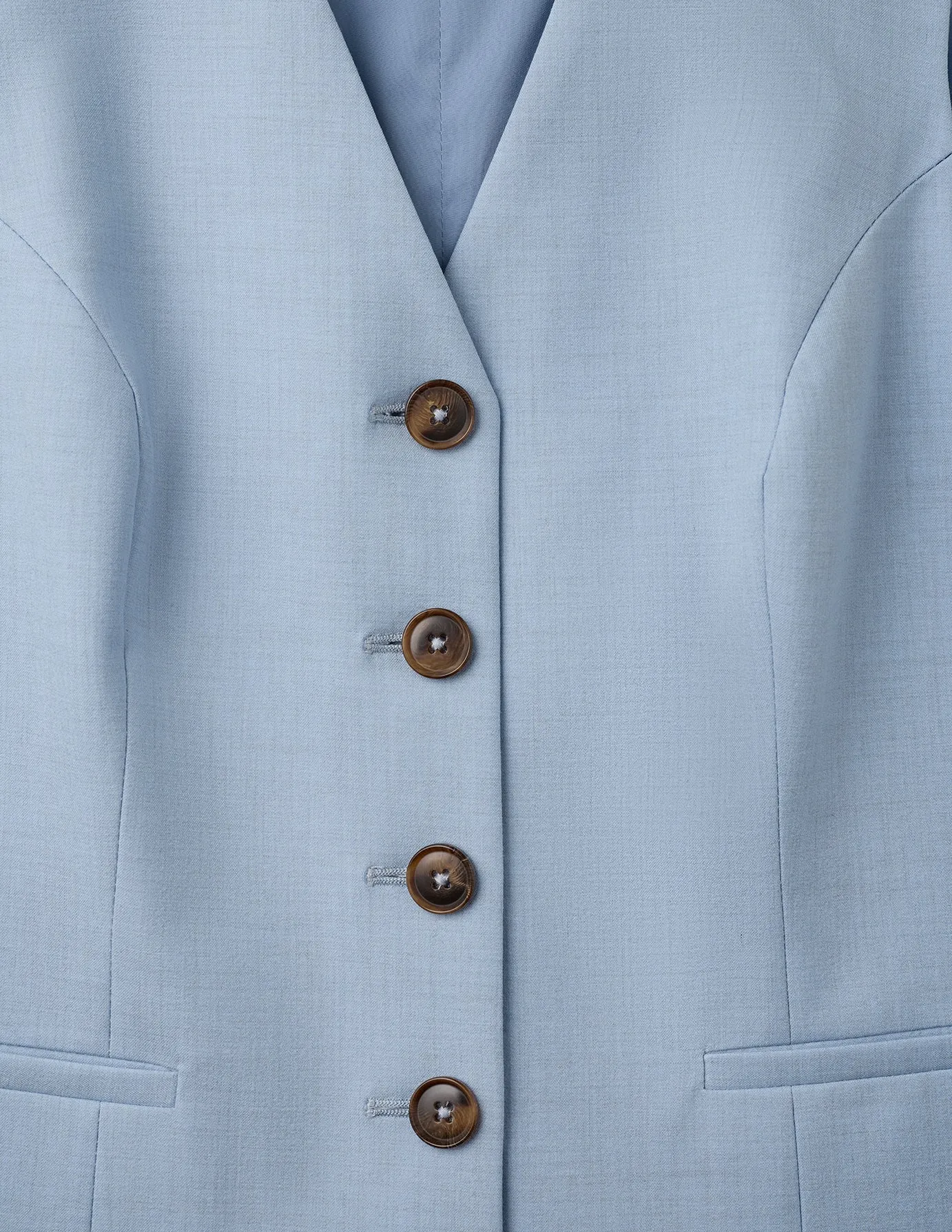 Essential Long Vest Sky Blue Melange