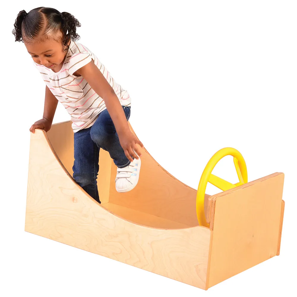 Get-In-'N-Go Imaginative Play Wooden Box with Steering Wheel & Buttons