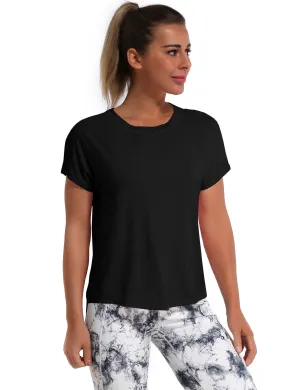 Hip Length Short Sleeve Shirt black_Running