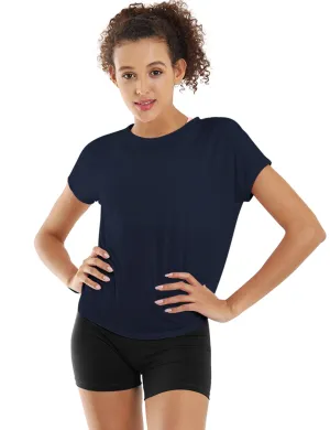 Hip Length Short Sleeve Shirt darknavy_Biking