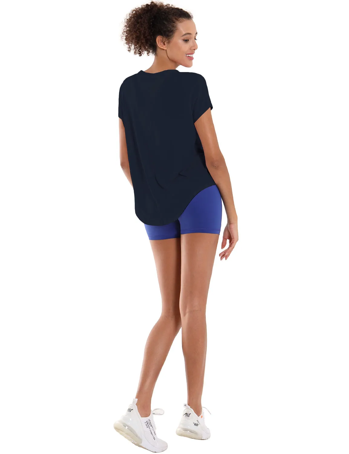 Hip Length Short Sleeve Shirt darknavy_Biking