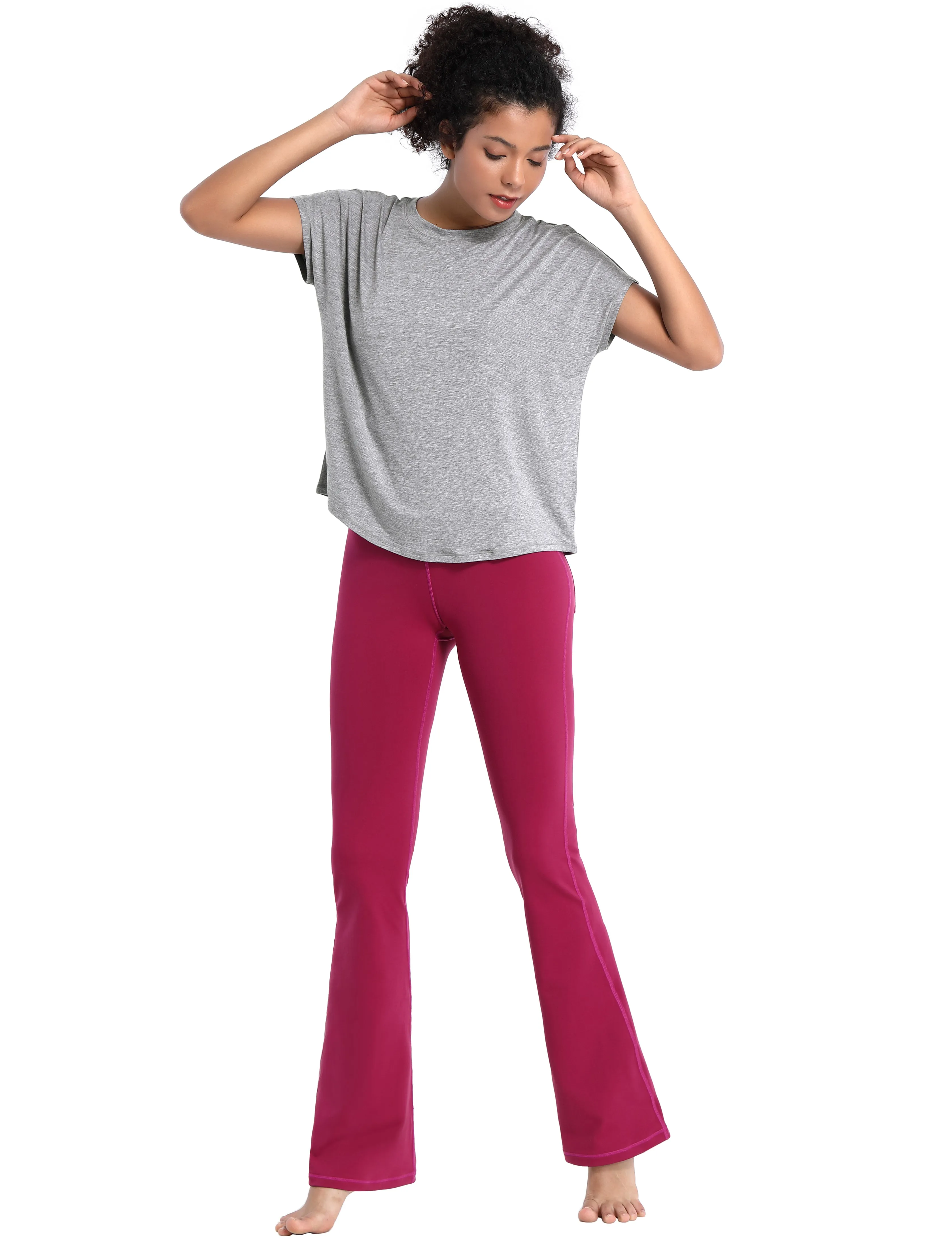Hip Length Short Sleeve Shirt heathergray_Gym