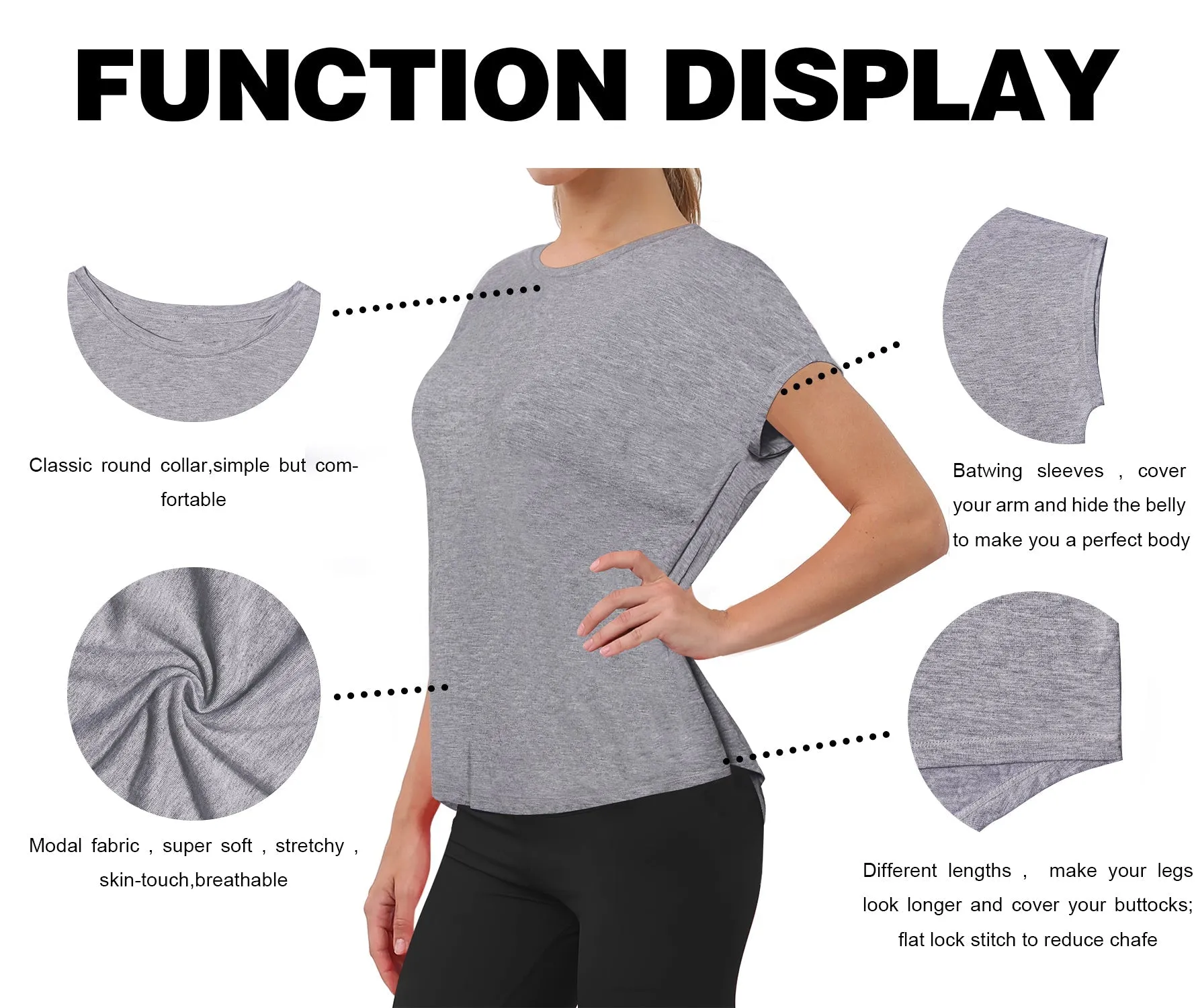 Hip Length Short Sleeve Shirt heathergray_Gym