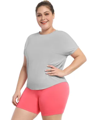 Hip Length Short Sleeve Shirt lightgray_Plus Size