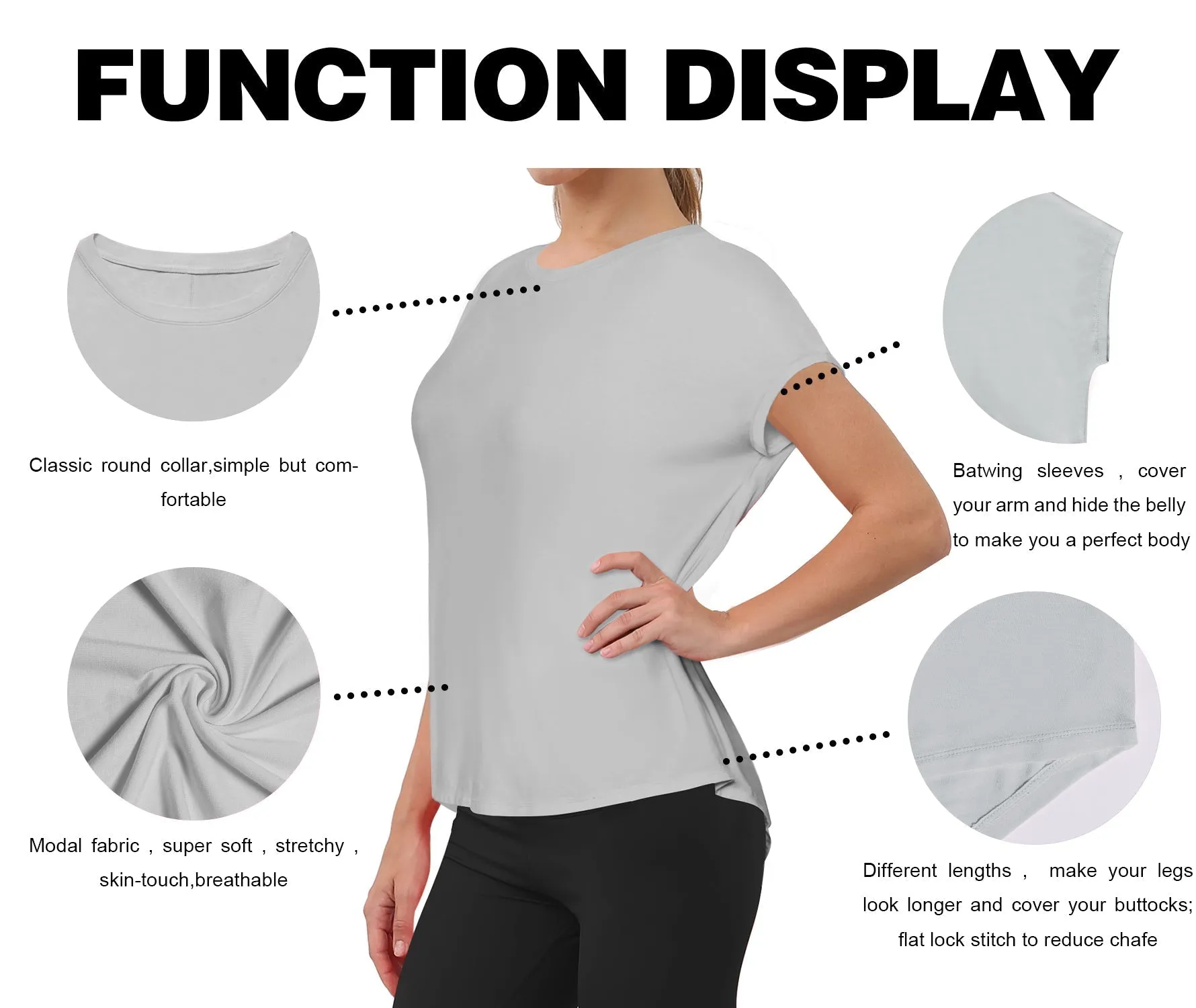 Hip Length Short Sleeve Shirt lightgray_Plus Size
