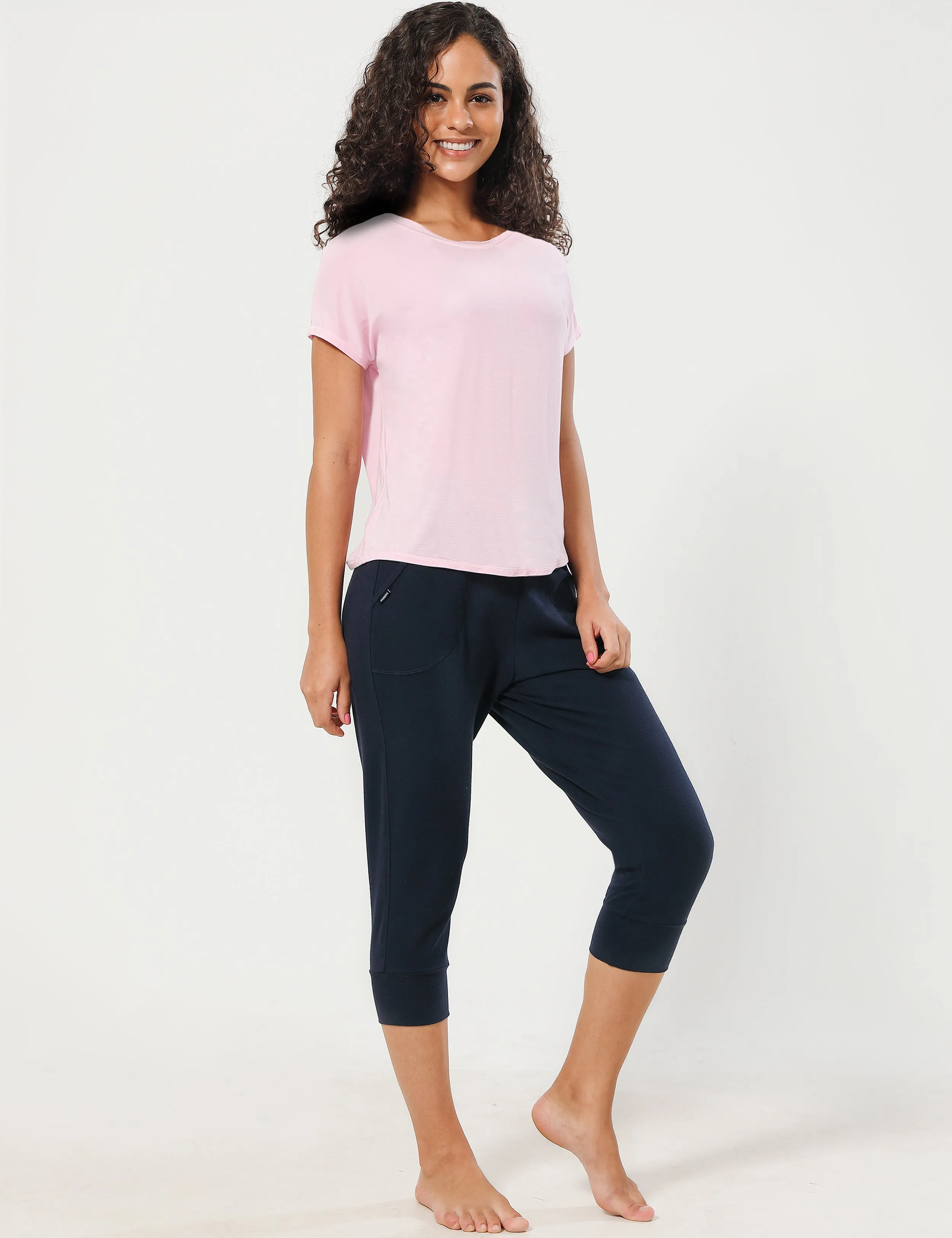Hip Length Short Sleeve Shirt lightpink_Gym