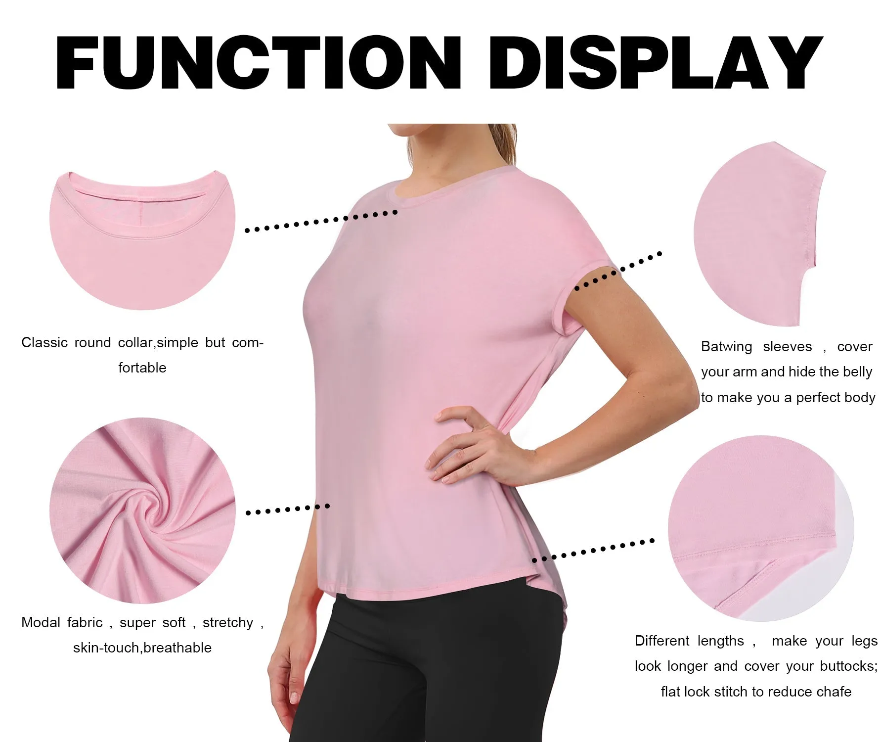 Hip Length Short Sleeve Shirt lightpink_Gym