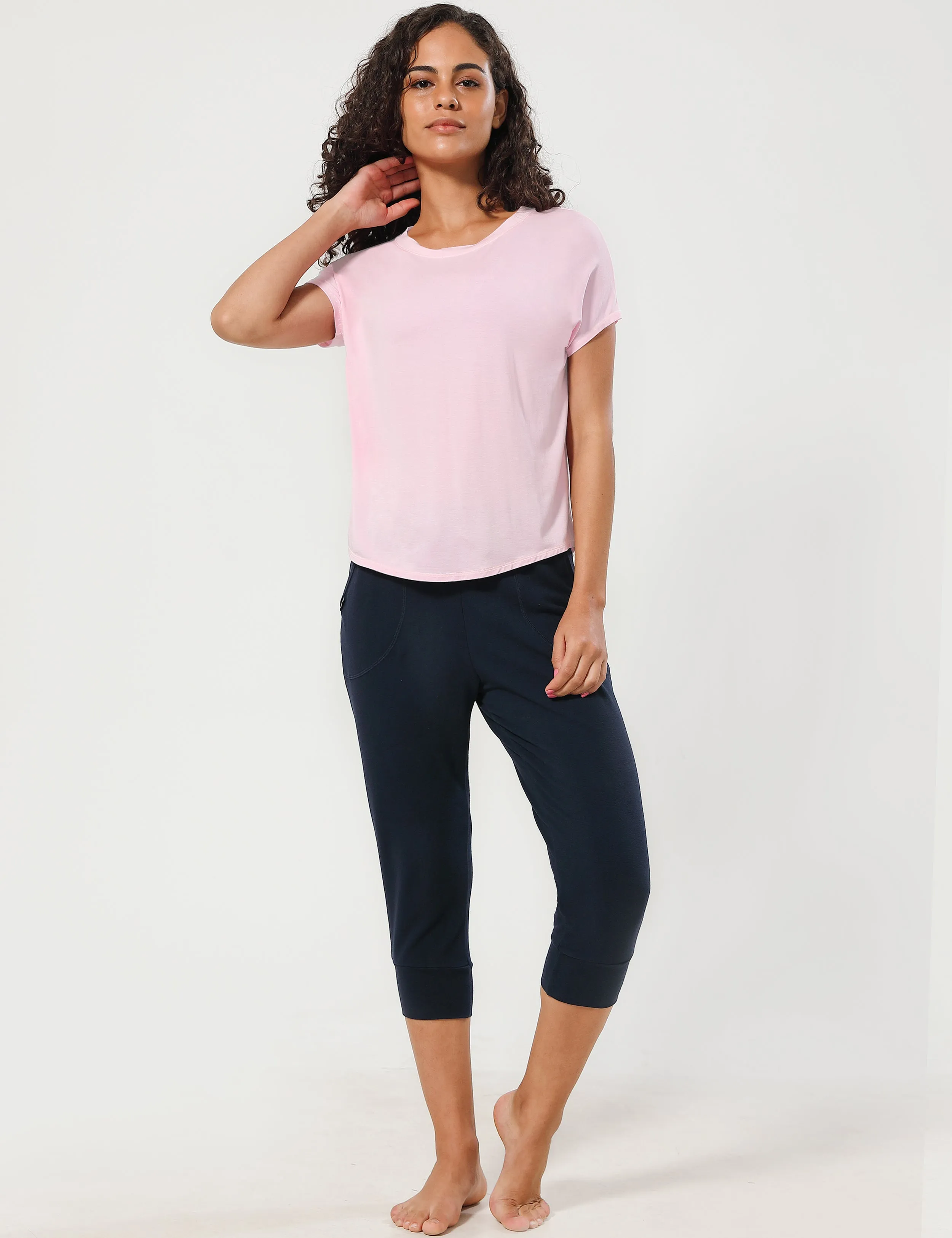 Hip Length Short Sleeve Shirt lightpink_Gym