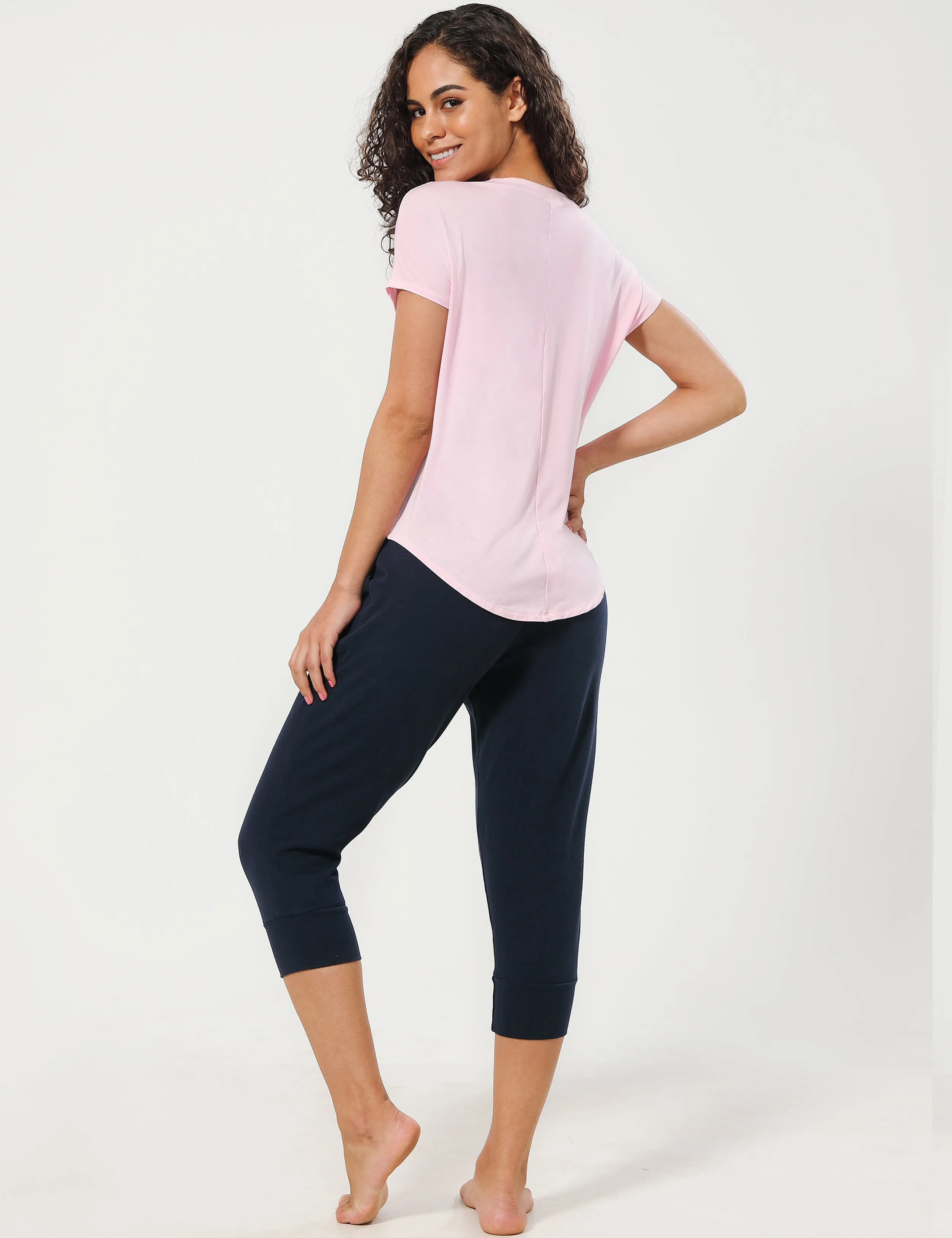 Hip Length Short Sleeve Shirt lightpink_Gym