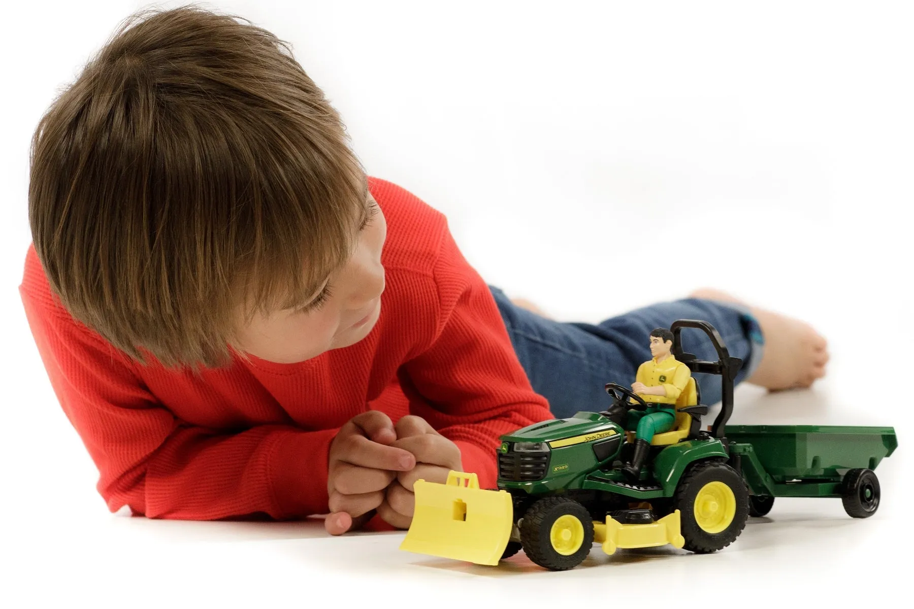 John Deere Lawn Tractor w Trailer And Figure