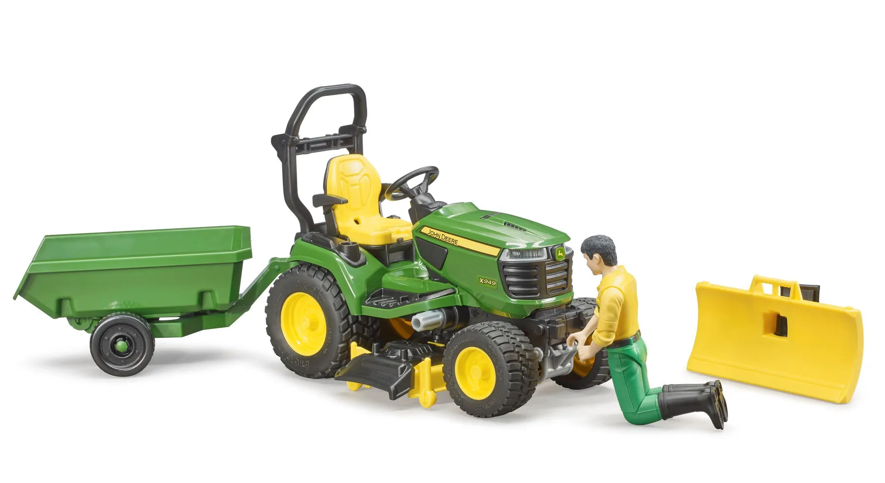 John Deere Lawn Tractor w Trailer And Figure