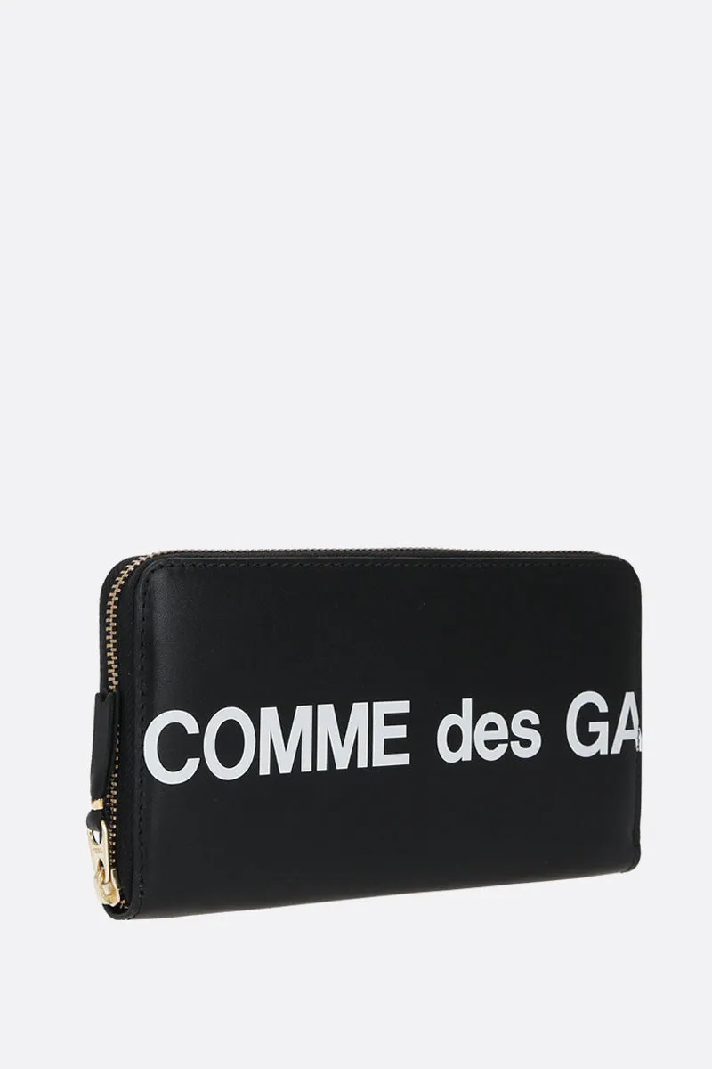 logo print smooth leather zip-around wallet