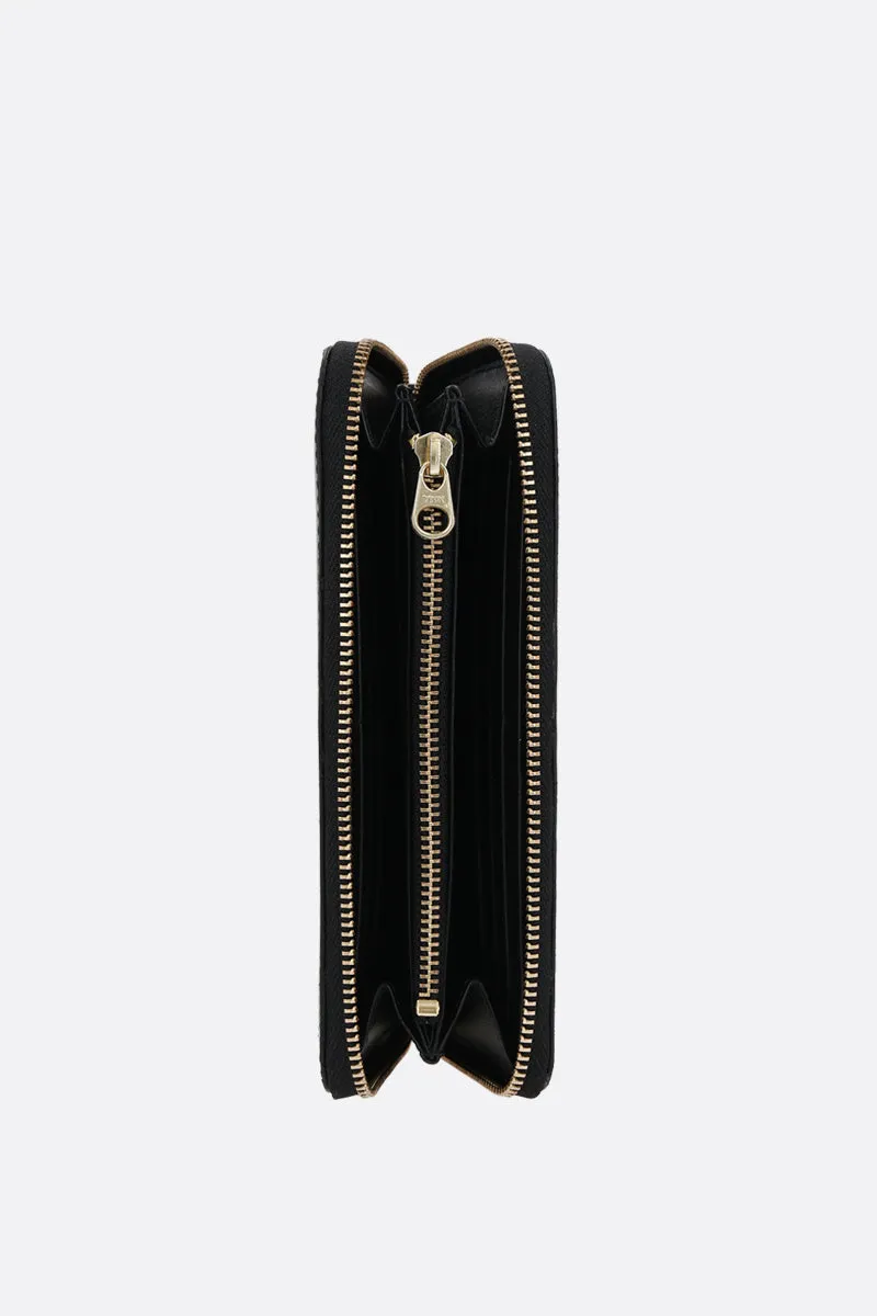 logo print smooth leather zip-around wallet