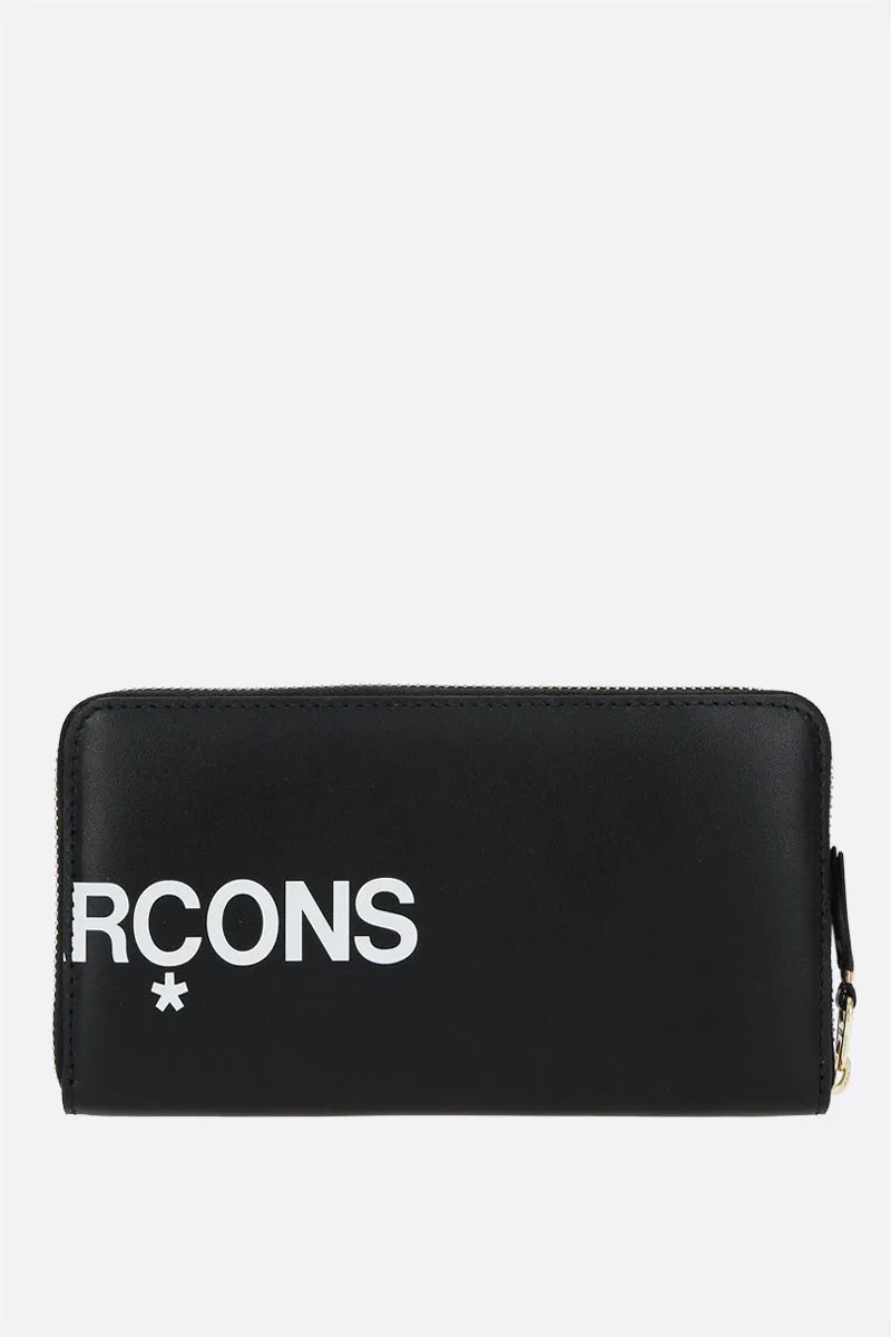 logo print smooth leather zip-around wallet