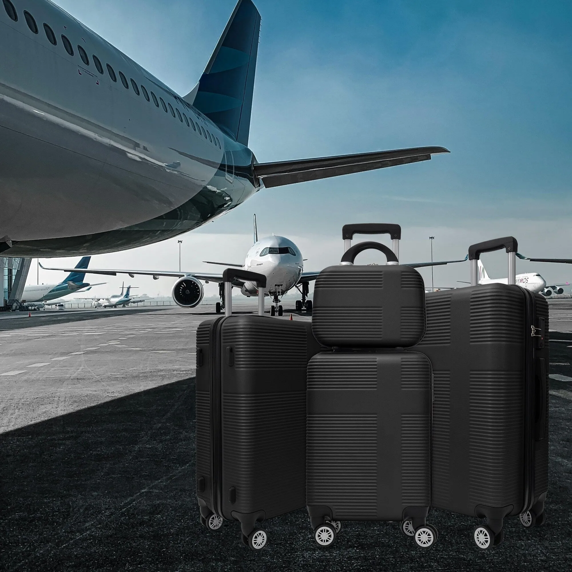Luggage 4 Piece Set with Spinner Wheels, Hardshell Lightweight Suitcase with TSA Lock,Checked Luggage(12/20/24/28in)
