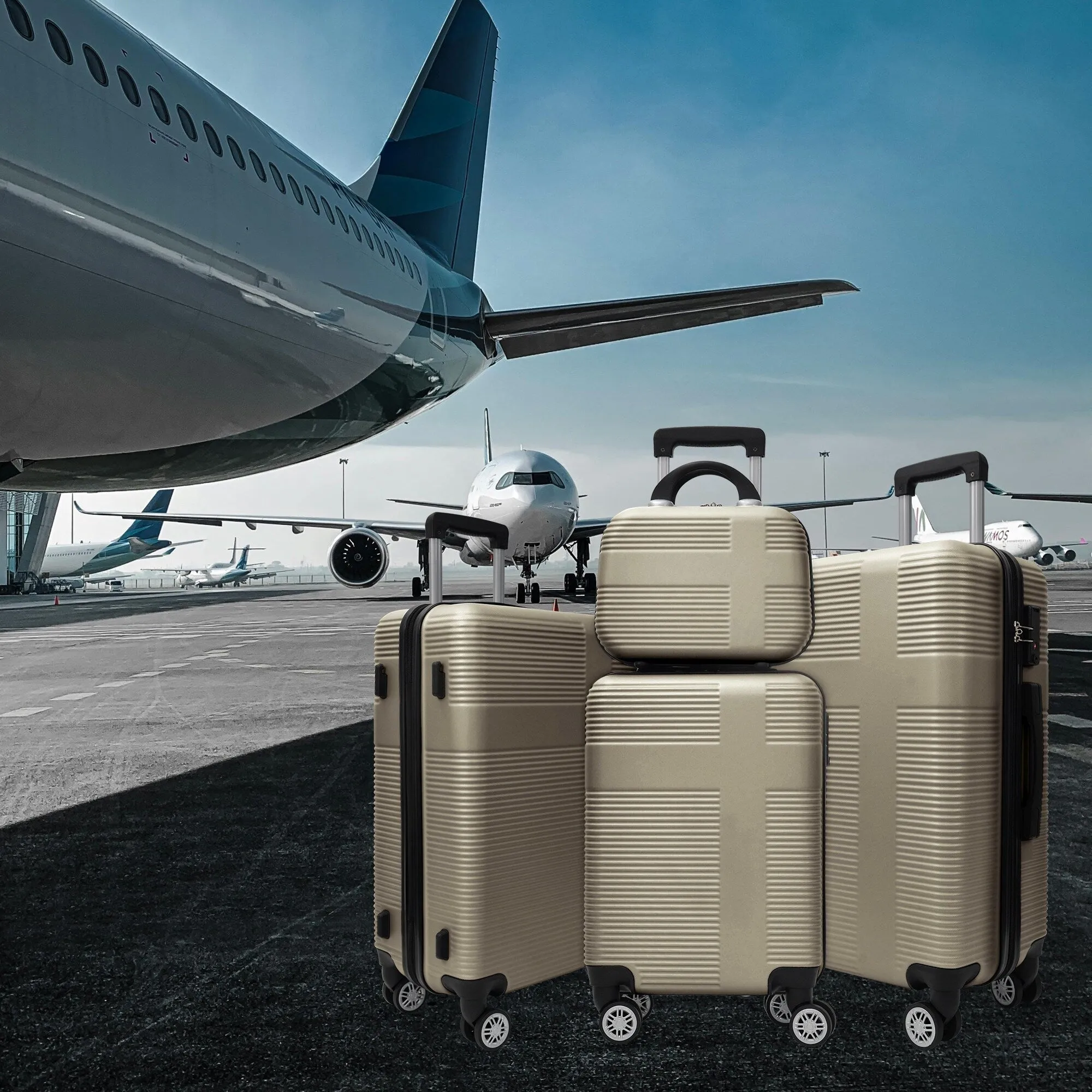 Luggage 4 Piece Set with Spinner Wheels, Hardshell Lightweight Suitcase with TSA Lock,Checked Luggage(12/20/24/28in)