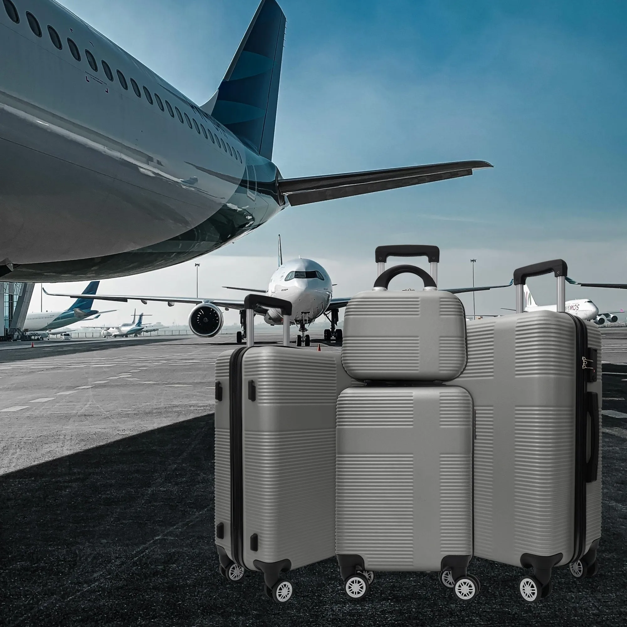 Luggage 4 Piece Set with Spinner Wheels, Hardshell Lightweight Suitcase with TSA Lock,Checked Luggage(12/20/24/28in)