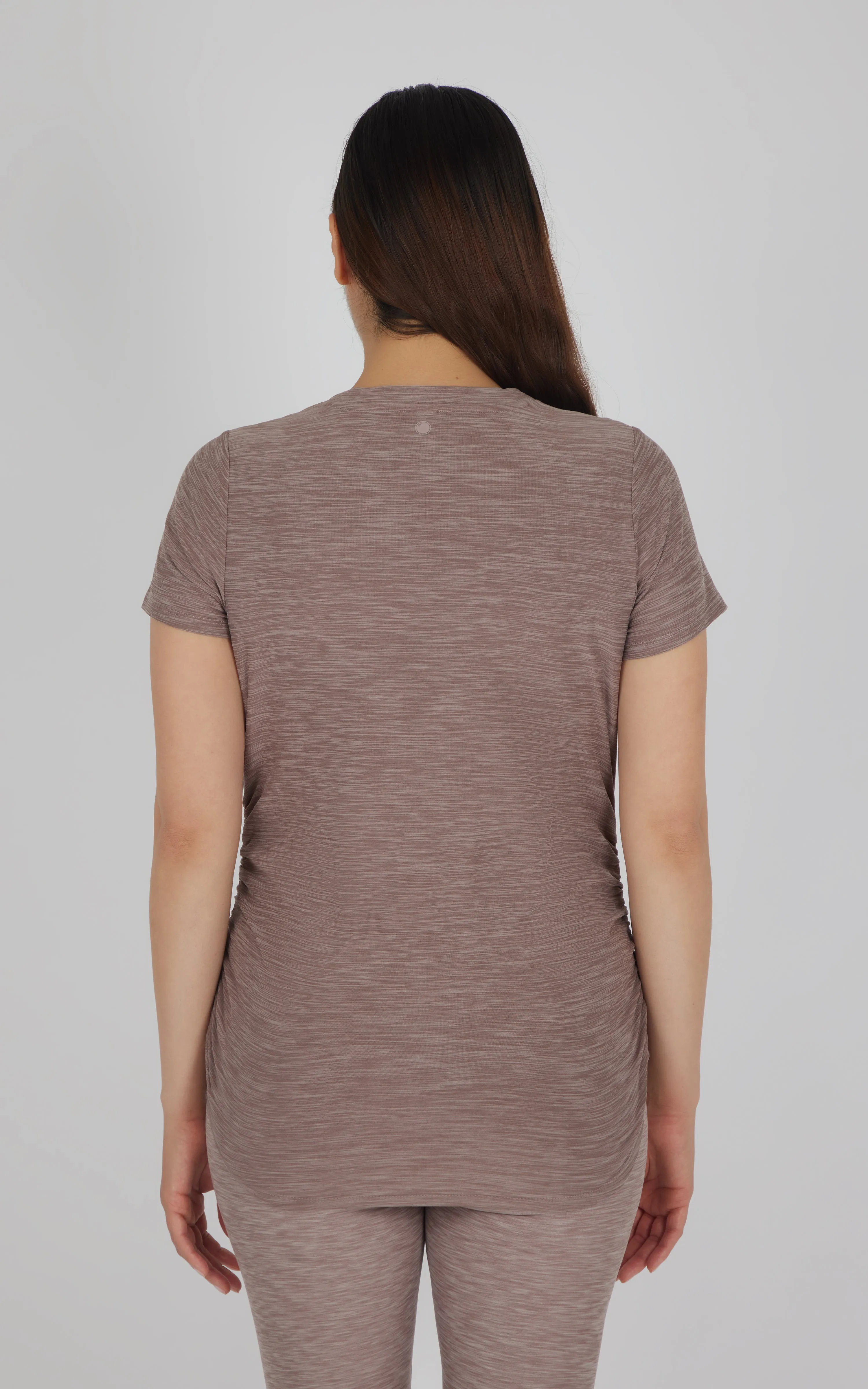Maternity Heathered Short Sleeve Crew Neck Top