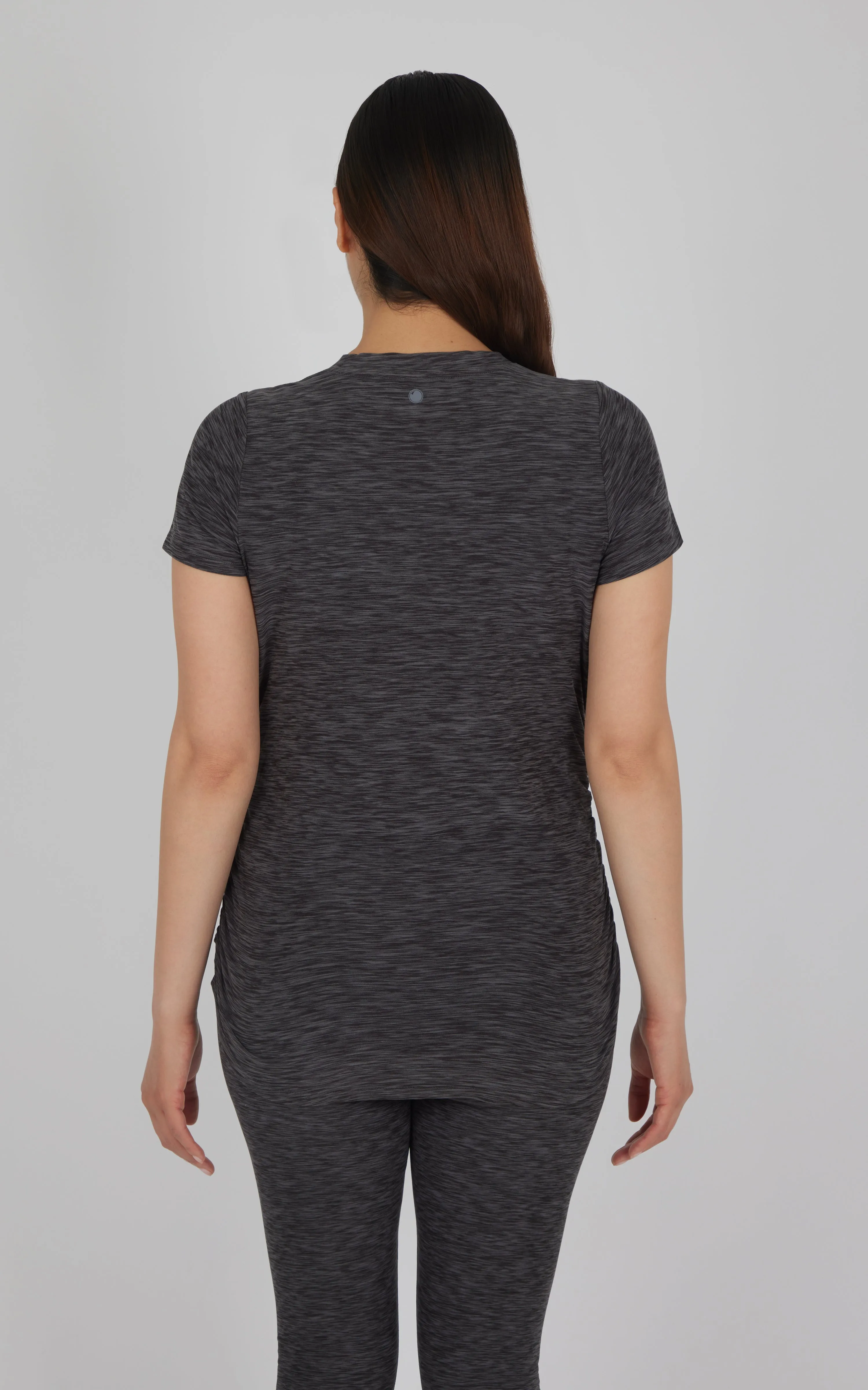 Maternity Heathered Short Sleeve Crew Neck Top