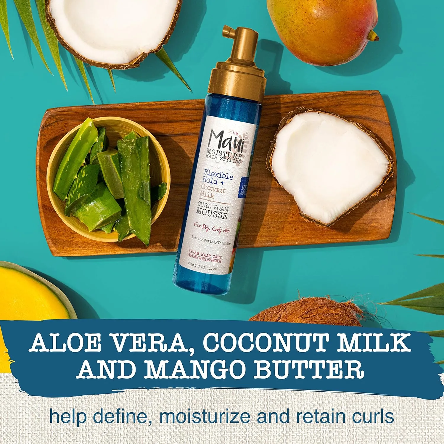 Maui Moisture Flexible Hold   Coconut Milk Curl Foam Mousse - 8.5oz