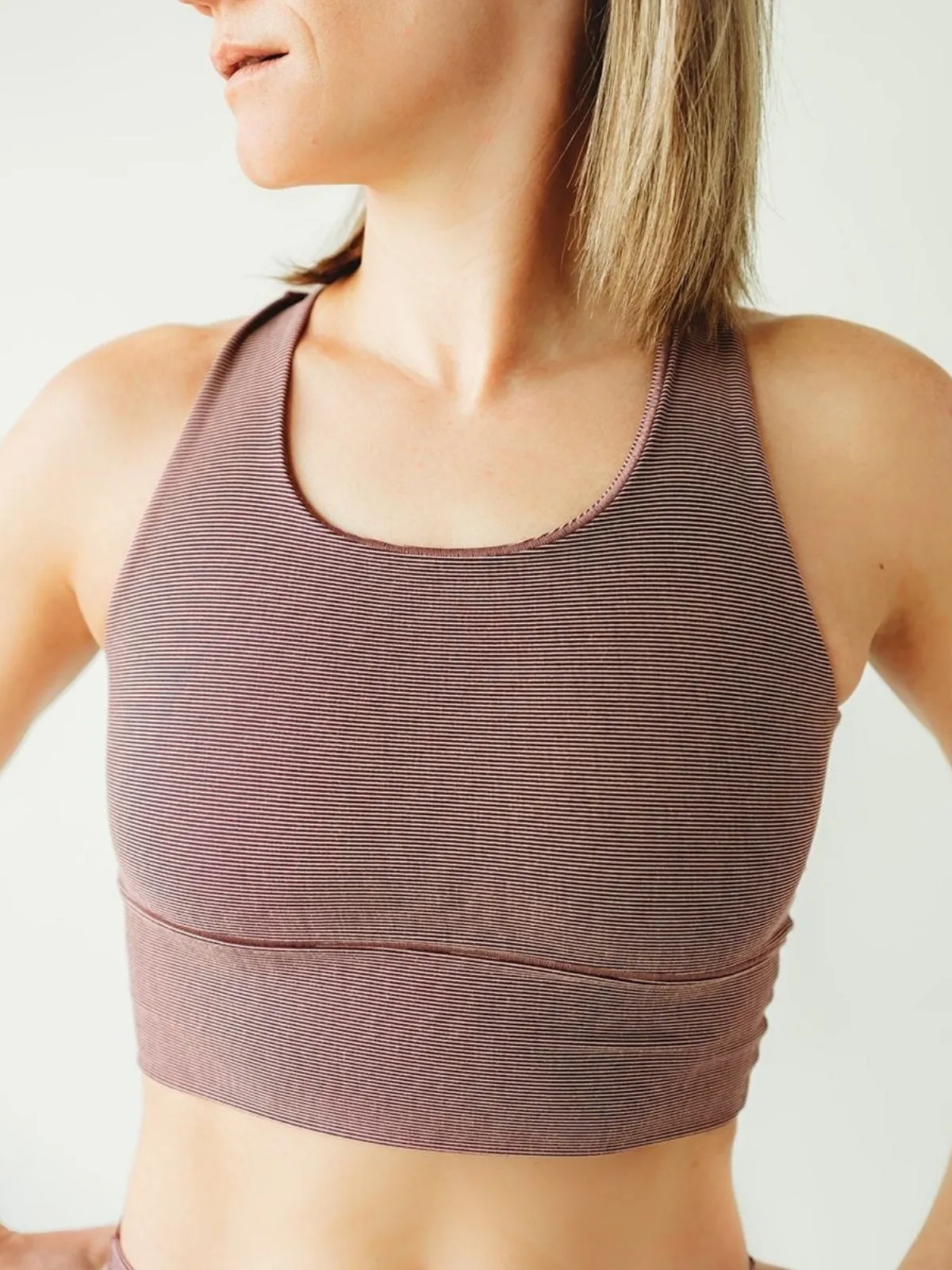 Mauve Microstripe Longline Sports Bra *FINAL SALE*