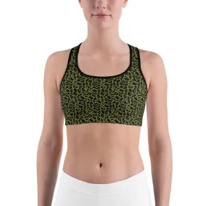 Olive Green Leopard Skin Sports Bra
