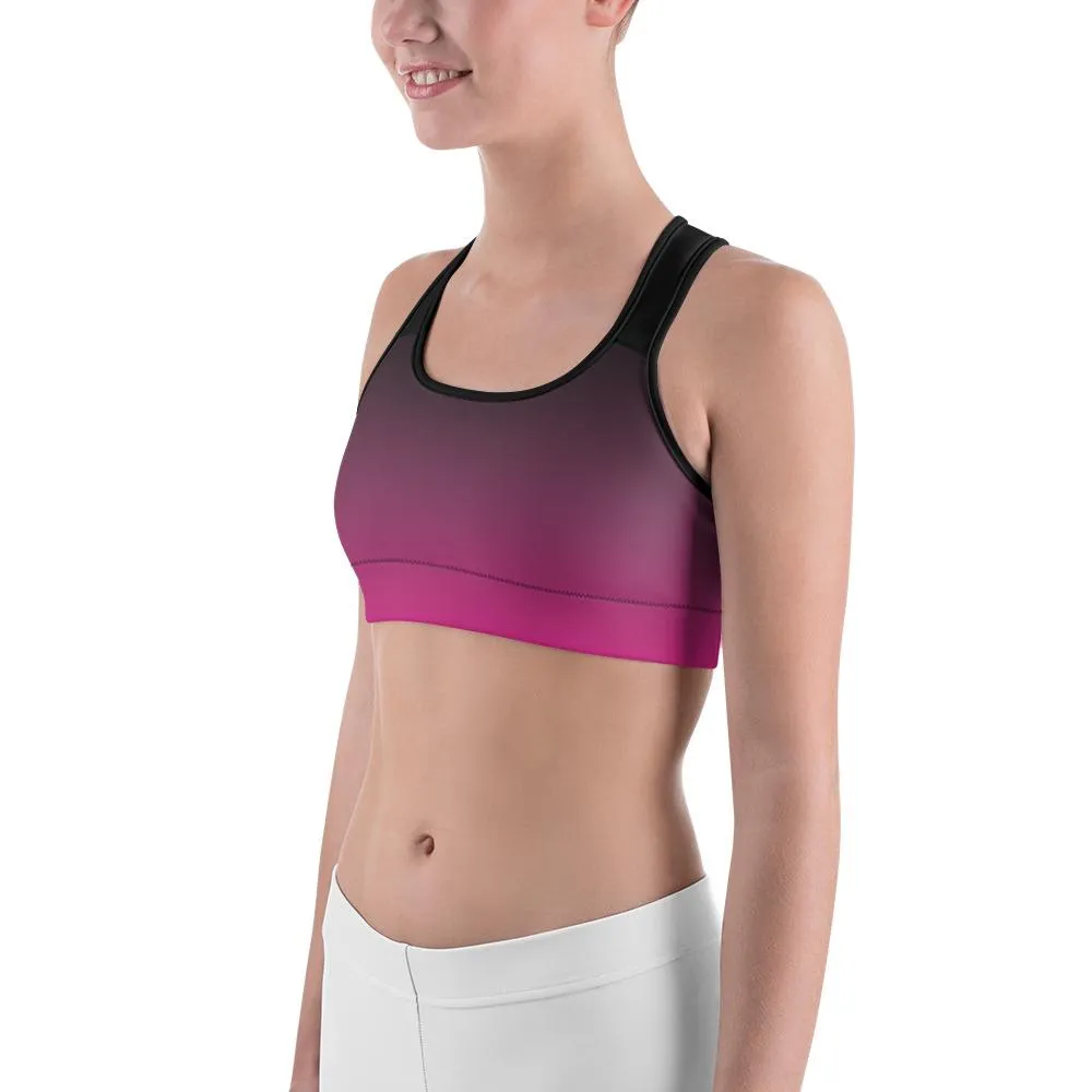 Ombre Black to Pink Sports Bra