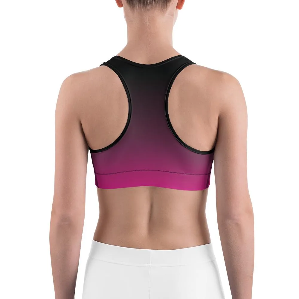 Ombre Black to Pink Sports Bra