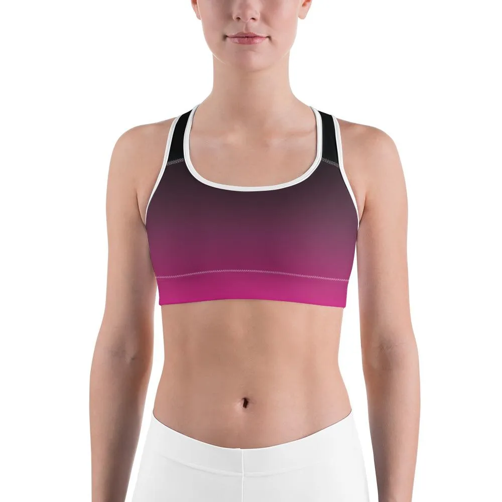 Ombre Black to Pink Sports Bra