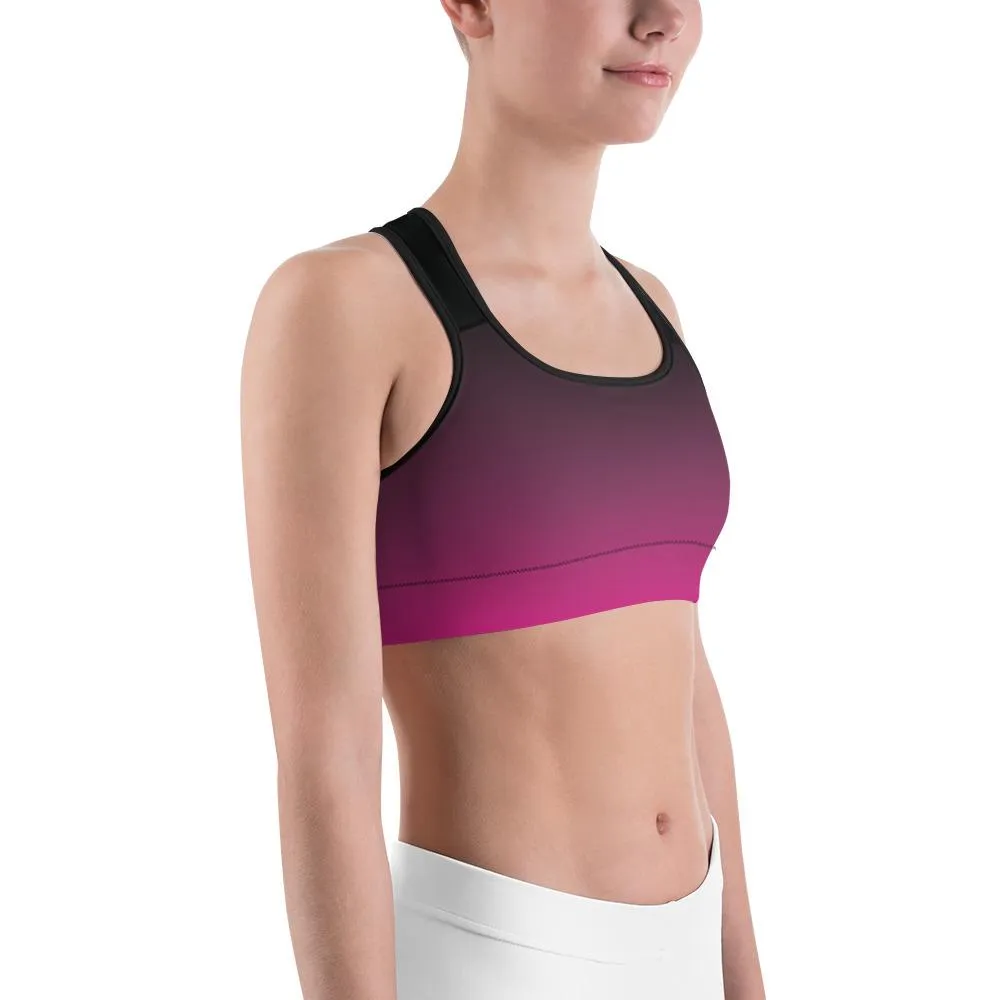 Ombre Black to Pink Sports Bra