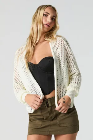Open Knit Open Front Cardigan
